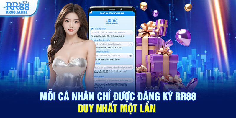 Mỗi cá nhân chỉ được đăng ký RR88 duy nhất một lần